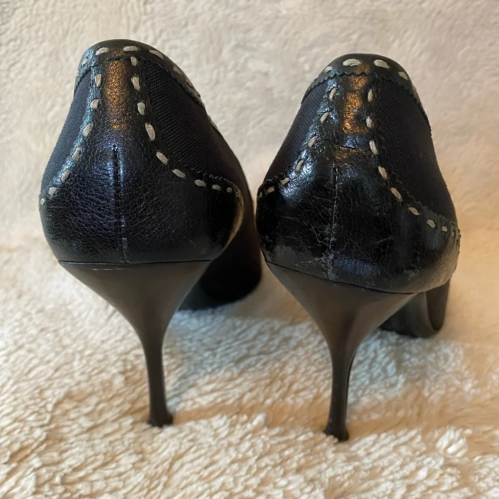 Vintage Prada Pointy Toe Black Heels with Buckle - Picture 6 of 11